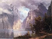 Albert Bierstadt Scene in the Sierra Nevada Sweden oil painting artist